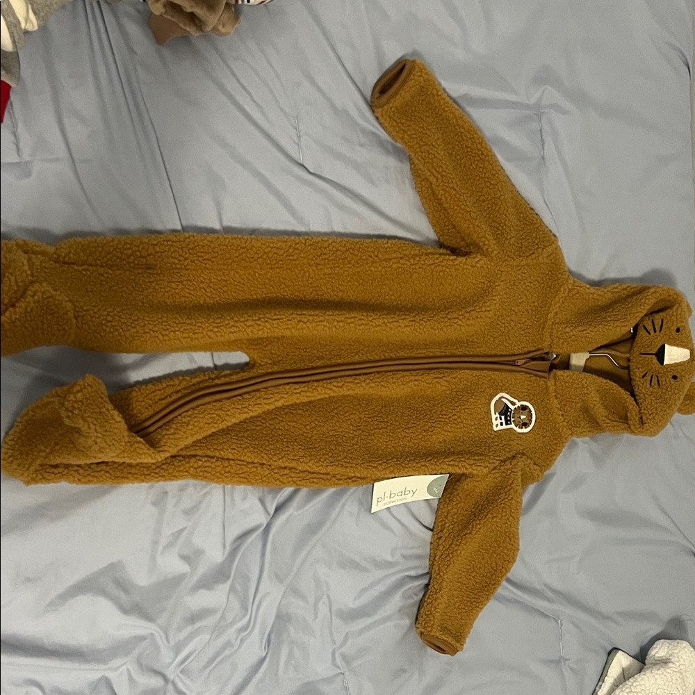 Brown Fleece Baby Lion One Piece